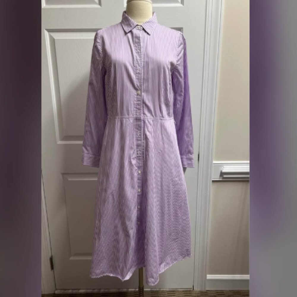 Women’s Talbots Dress Size 6 White Purple Stripe